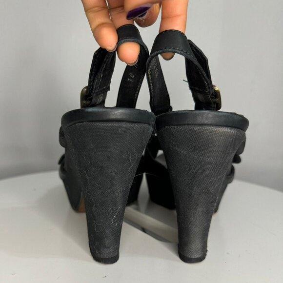 Couture Donald J. Pliner Black Strappy Platform Heels -10M - Made in Italy - Picture 3 of 7